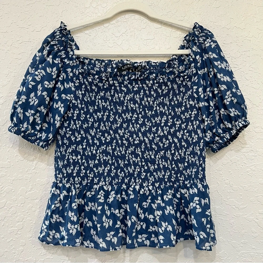 Lauren Ralph Lauren Floral Print Peplum Blouse - Picture 3 of 8
